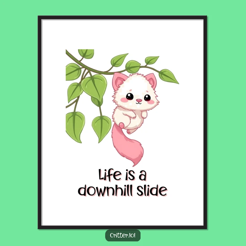 Free Printable Funny Wall Art: Sliding Critter Vine, Whimsical Downloadable Decor for Playful Spaces