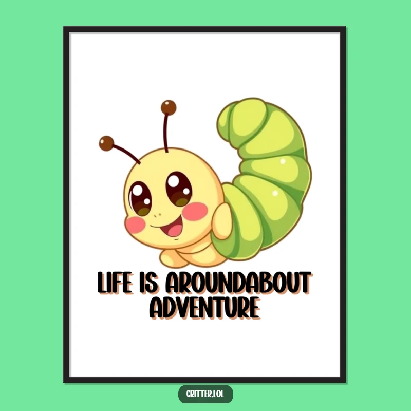 Free Printable Wall Art: Cute Caterpillar Somersault Funny Downloadable Gift Decor!