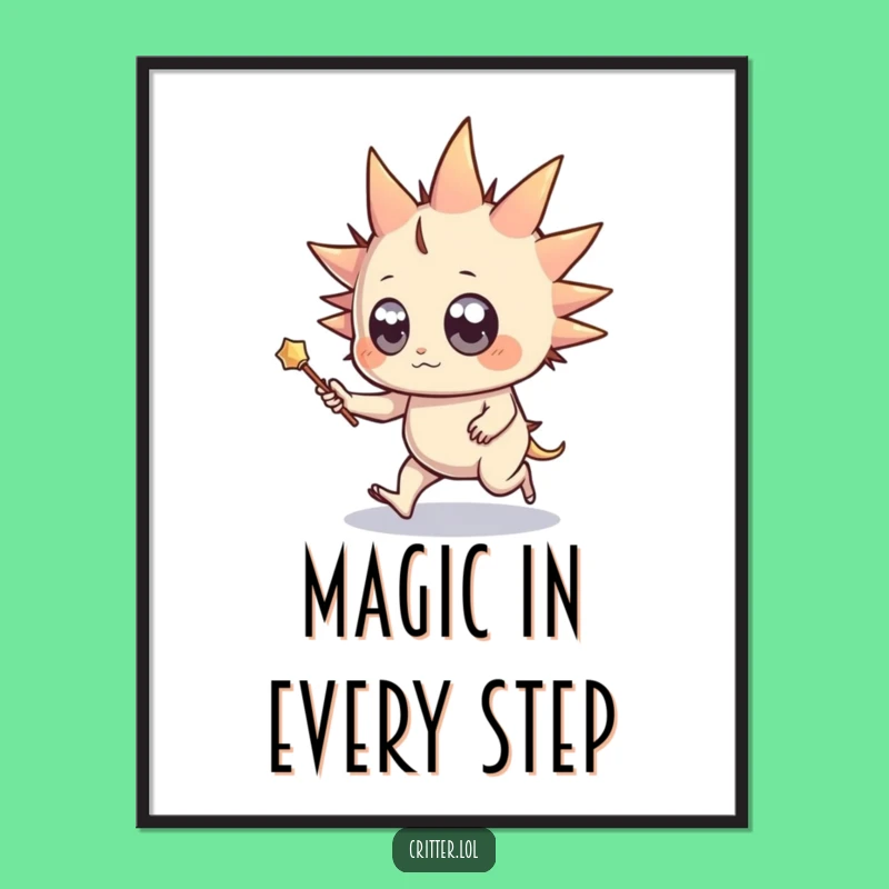Free Printable Wall Art: Spiky Creature's Magic - Funny DIY Downloadable Decor Sticker