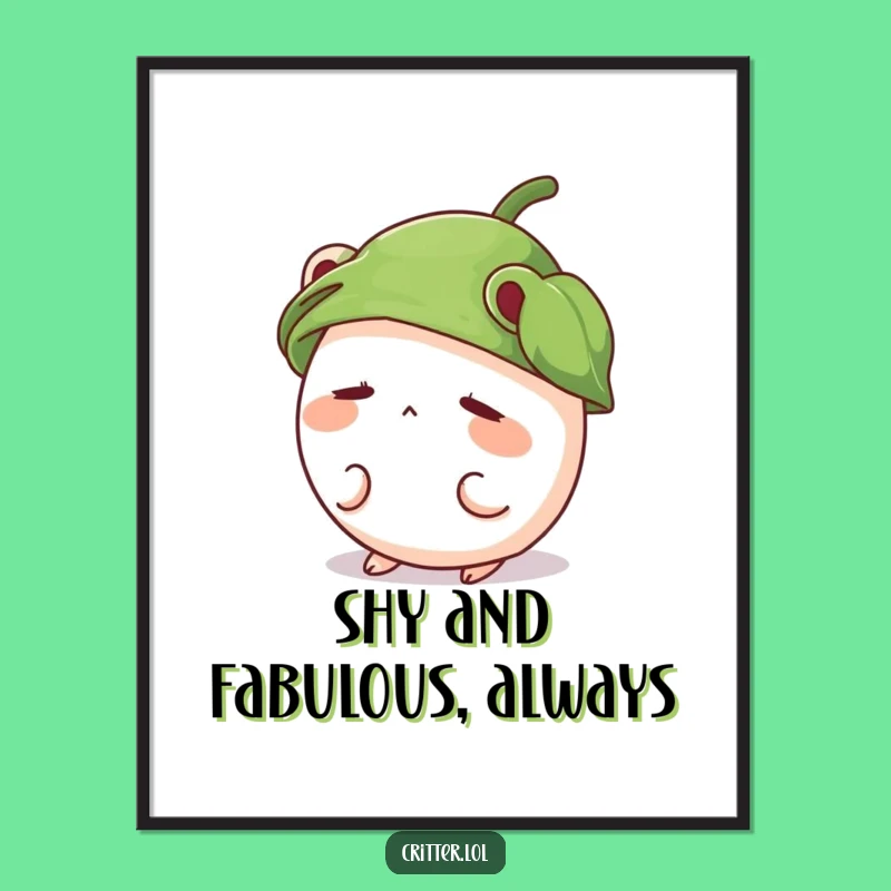 Free Printable Wall Art: Shy Critter, Leaf Hat, Funny Downloadable Decor