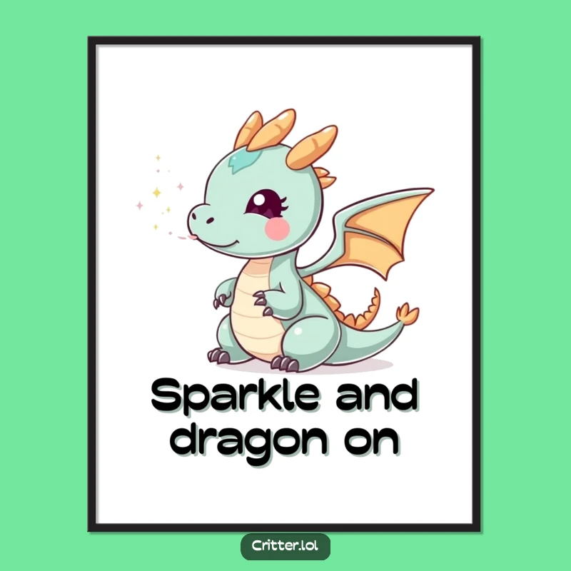 Sparkly Dragon Free Printable Wall Art - Fantasy Downloadable Decor