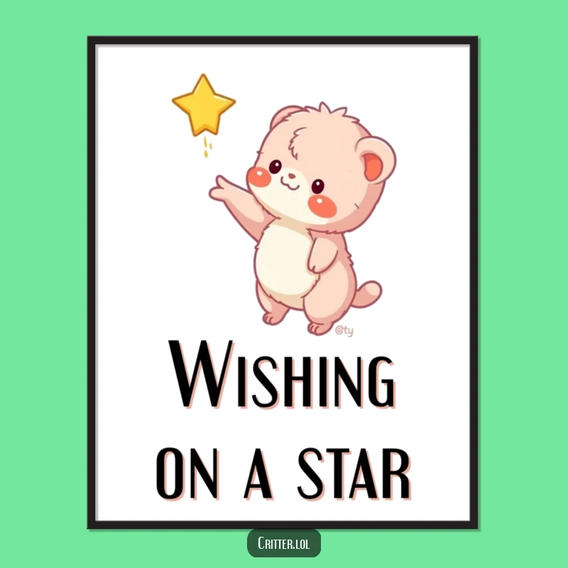 Funny Free Printable Wall Art: Star-Chasing Fuzzy Creature, Downloadable Decor!