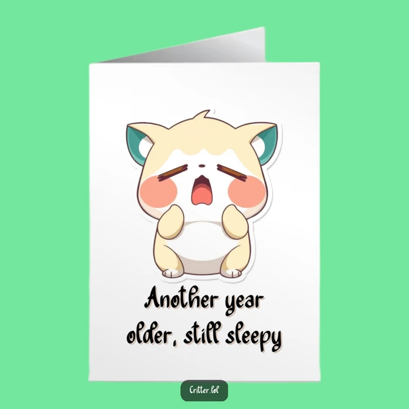Free Printable Funny Birthday Card: Sleepy Critter Yawn Wish, Perfect Downloadable Gift