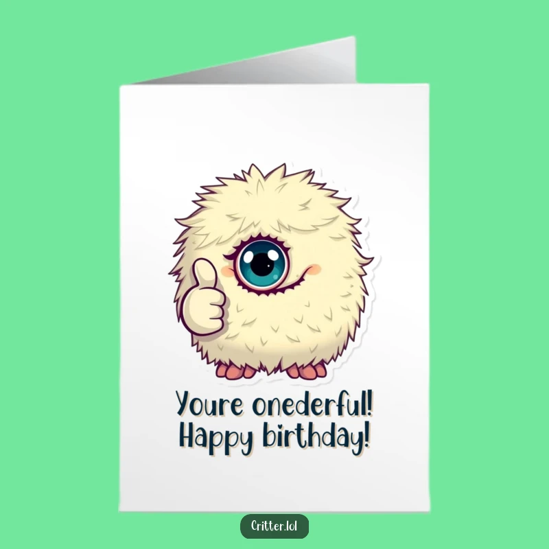Free Printable Birthday Card: Monster Thumbs Up, Fluffy Fun, Funny Downloadable Gift