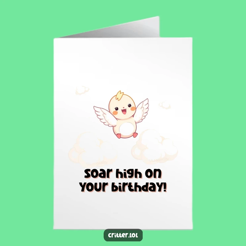 Free Printable Birthday Card: Soaring Winged Critter, Sky-High Funny Gift!