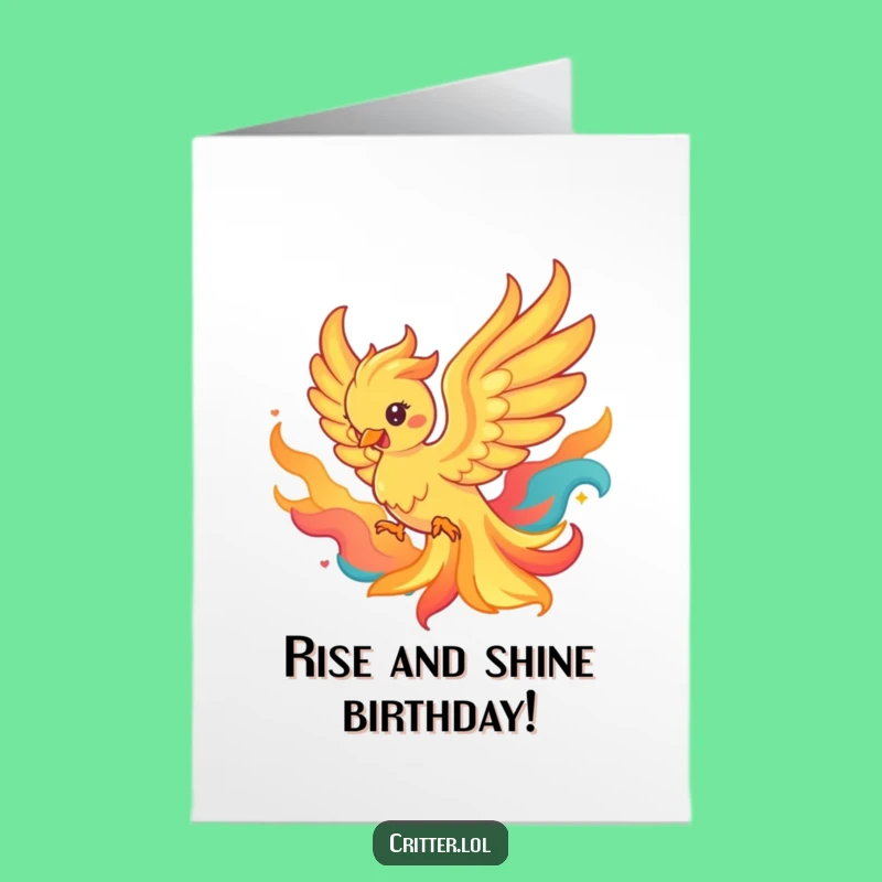 Free Printable Birthday Card: Fiery Phoenix Funny Downloadable Gift for Renewal