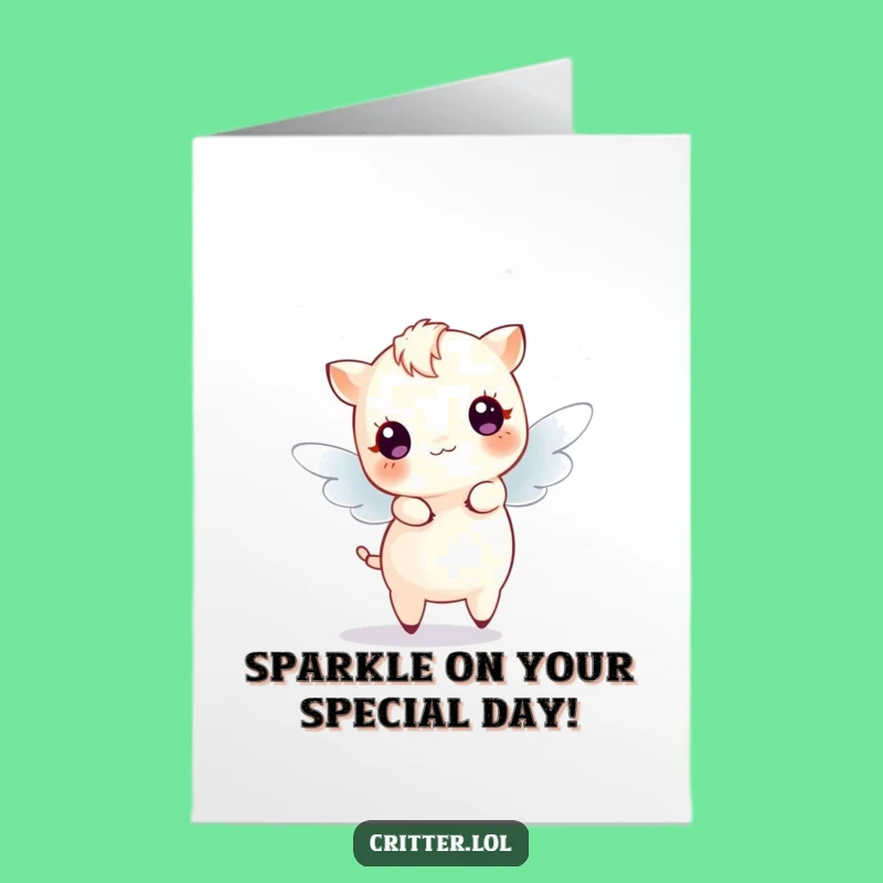 Free Printable Birthday Card: Dancing Sparkle Creature Funny Downloadable Gift