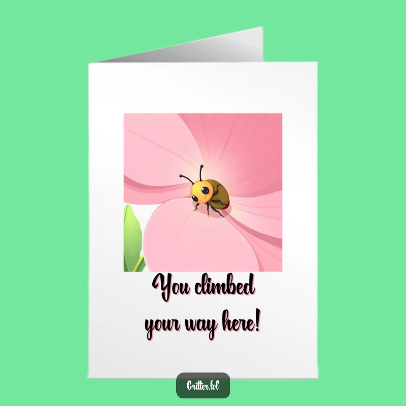 Free Printable Beetle Card: Hilarious Climbing Congratulations Downloadable Gift