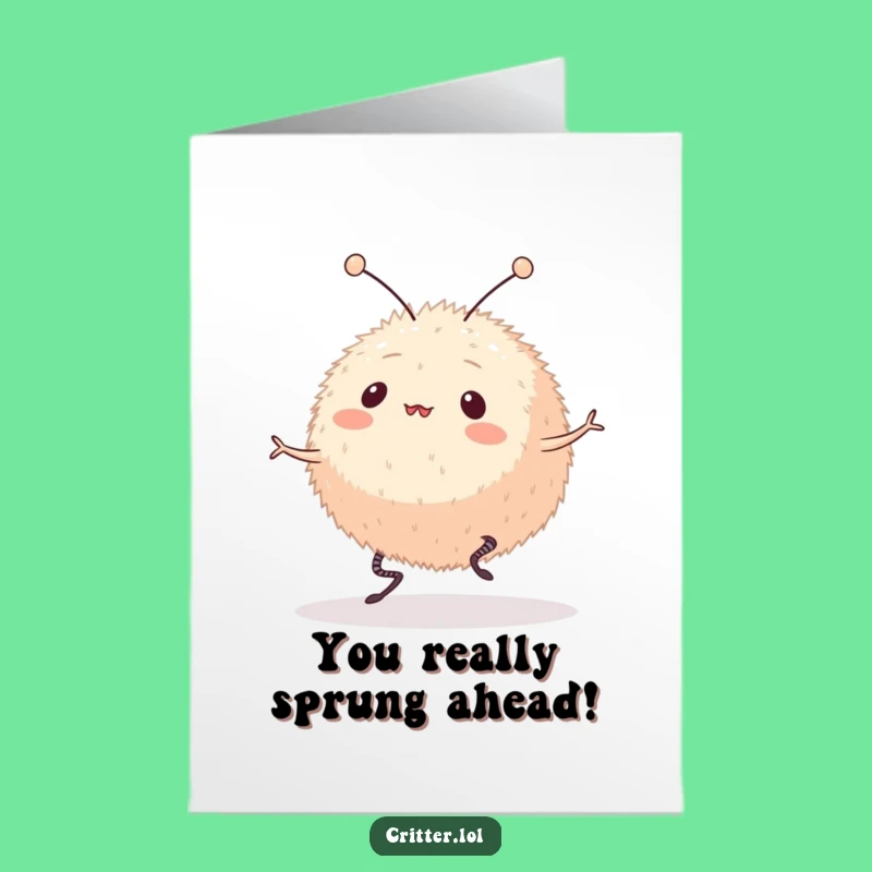 Free Printable Congrats Card: Bouncing Alien Friend, Humorous Downloadable for Any Achievement