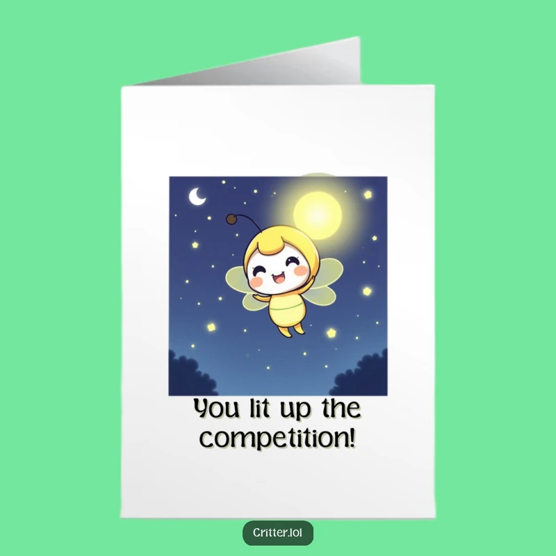 Free Printable Congrats Card: Cheerful Firefly Glow Funny Downloadable Gift!