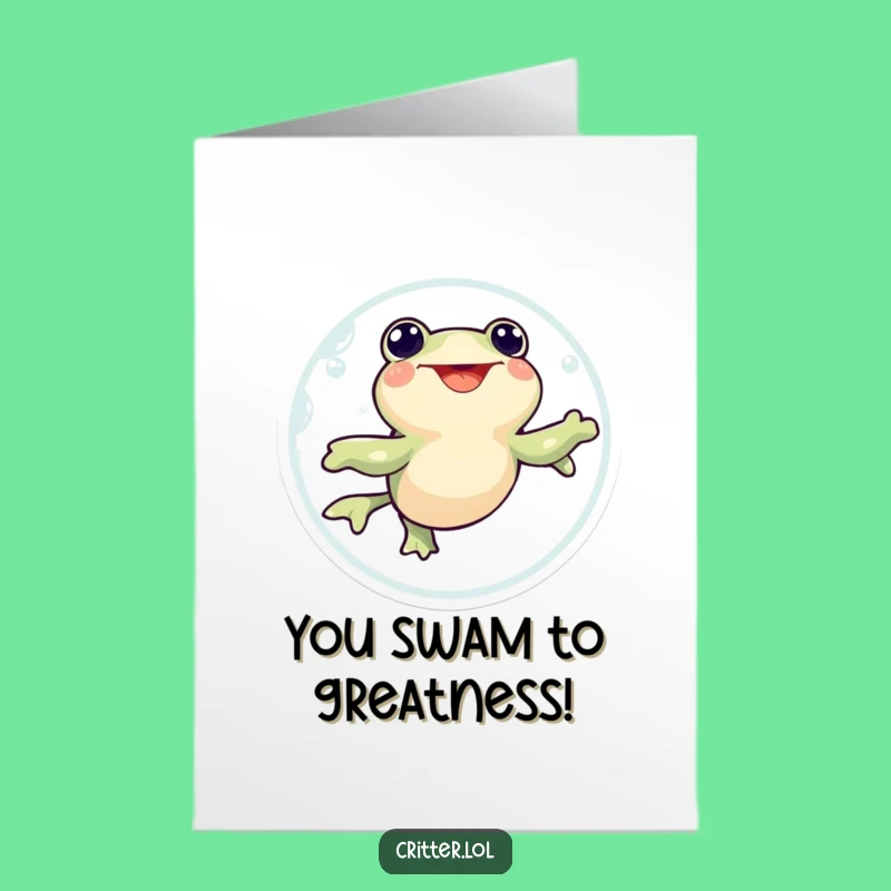 Free Printable Tadpole Congrats Card: Funny Swirling Downloadable Gift