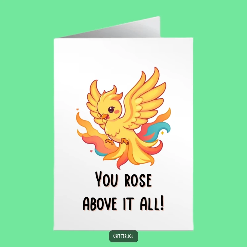 Free Printable Congrats Card: Fiery Phoenix Rise Downloadable Gift
