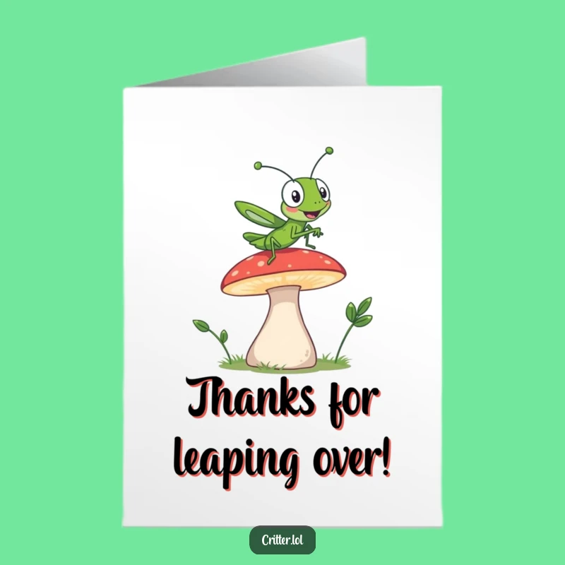 Free Printable Grasshopper Thank You Card: Funny Jump Downloadable Thanks
