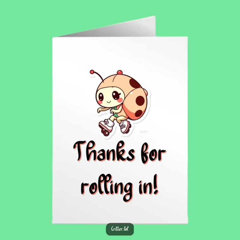 Free Printable Ladybug Thank You Card: Funny Skater Downloadable Thanks