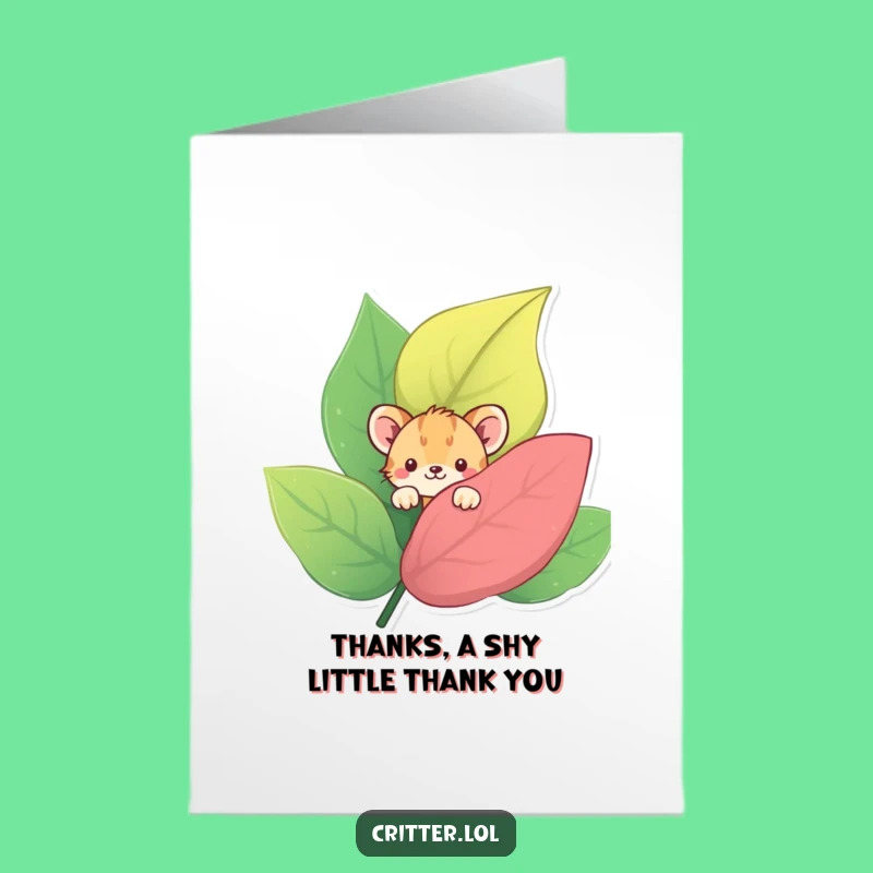 Free Printable Shy Critter Thank You Card - Cute Downloadable Greeting for Humble Gratitude