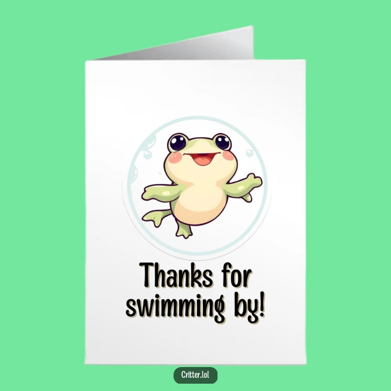 Free Printable Tadpole Thank You Card: Funny Swirl Downloadable Thanks