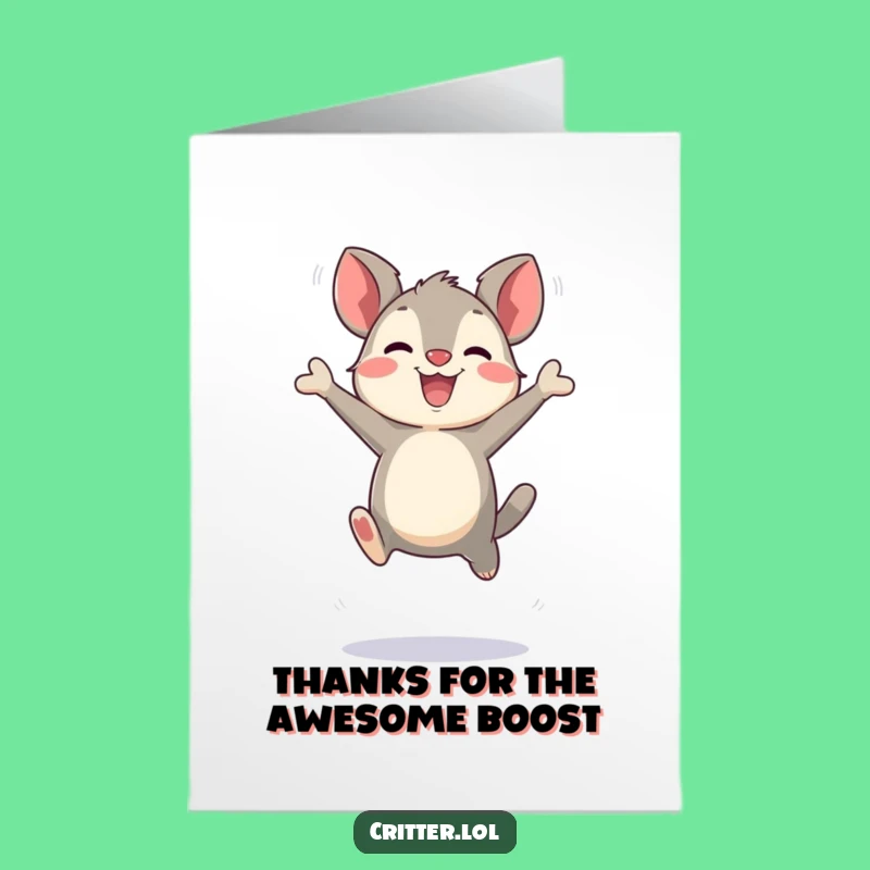 Free Printable Thank You Card: Bouncing Critter's Happy Thanks, Humorous Downloadable Gift