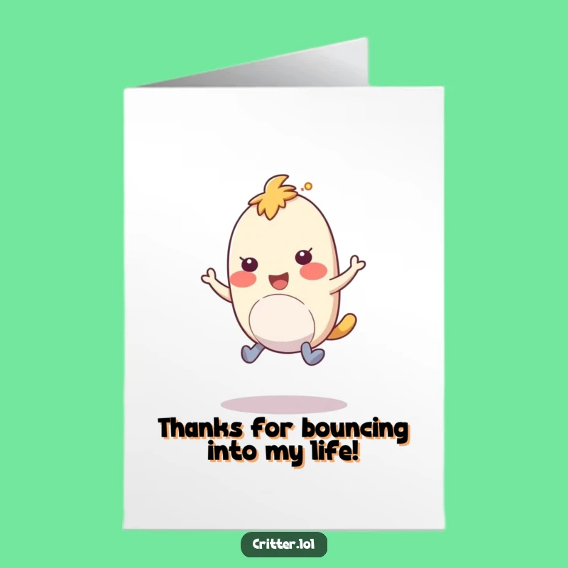 Free Printable Thank You Card: Bouncy Creature Hopping, Funny Downloadable Gratitude