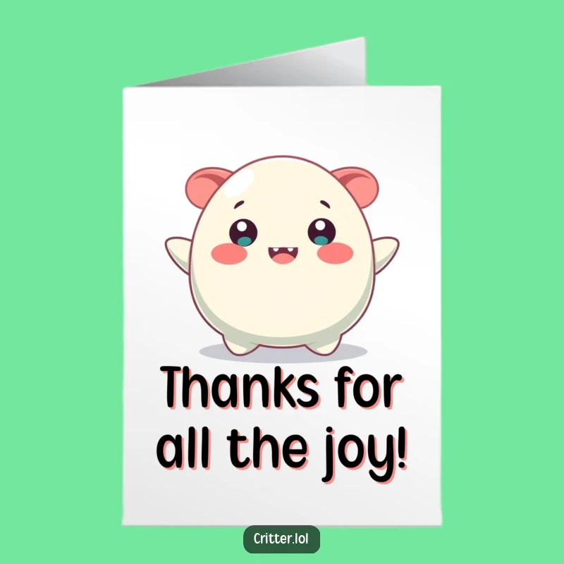 Free Printable Thank You Card: Happy Blob Creature Gratitude Downloadable Gift