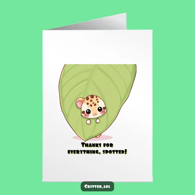 Free Printable Thank You Card: Shy Spotted Critter, Wiggling Downloadable Gift