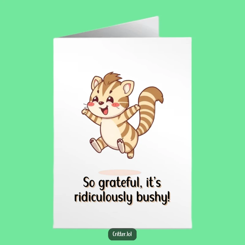 Free Printable Thank You Card: Striped Creature Leaping Joyfully, Funny Downloadable Gratitude