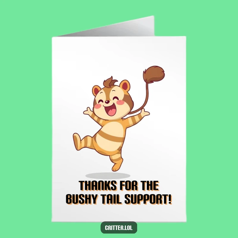 Free Printable Thank You Card: Funny Striped Creature Leaping with Gratitude - DIY Gift