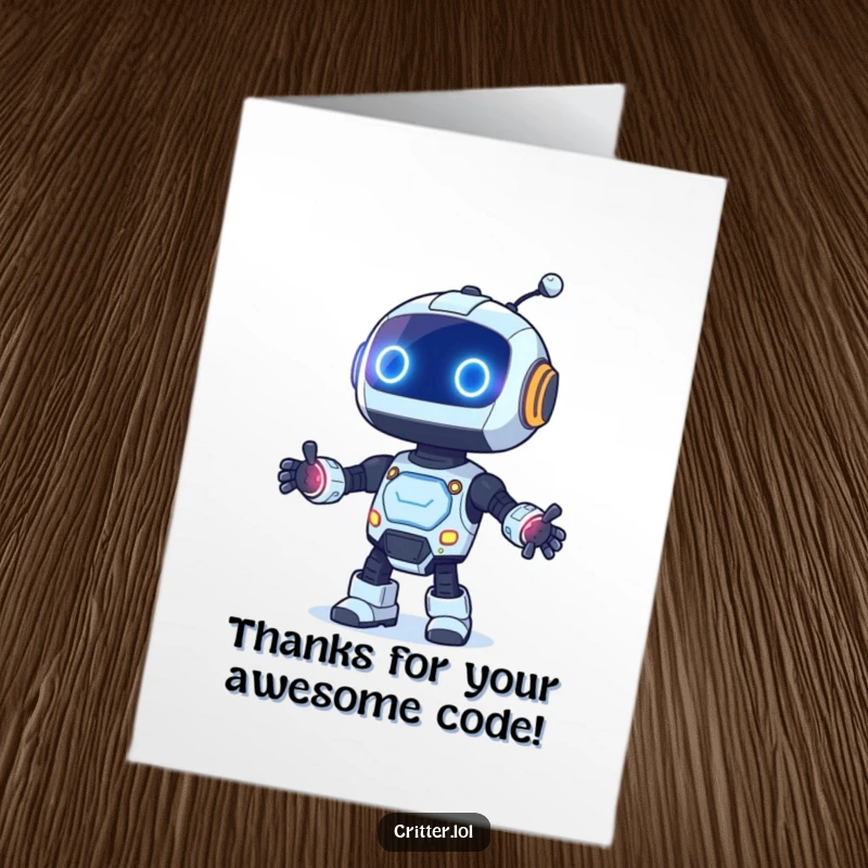 Funny Free Printable Thank You Card with a dancing robot whose lights are blinking, expressing sincere gratitude.