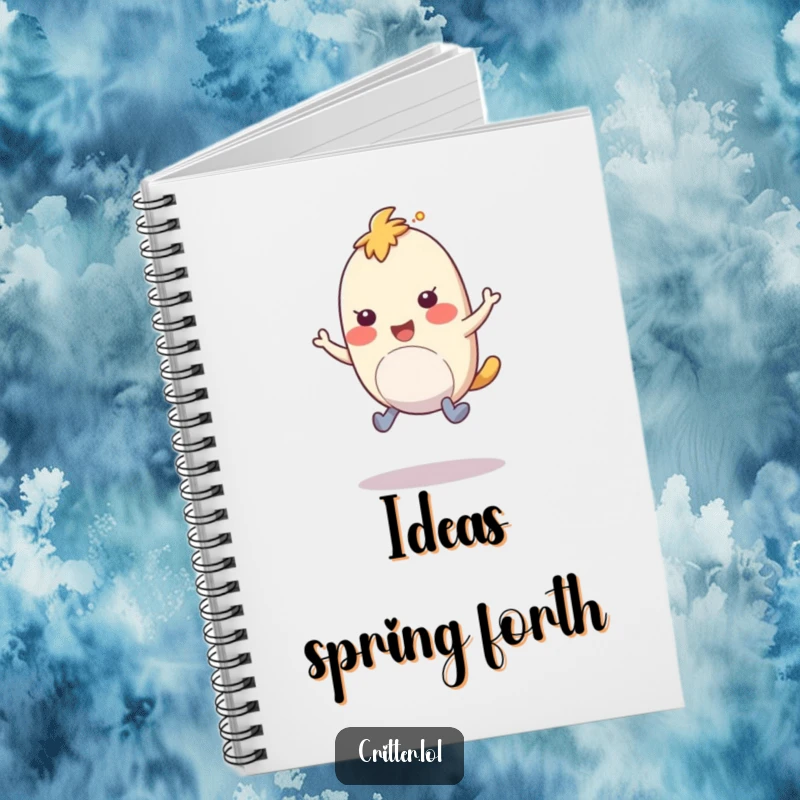 Funny notebook with a bouncy creature and rubbery legs hopping with amusement, perfect for notes and gifts.