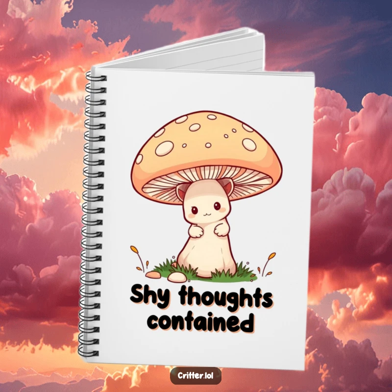 Funny Critter Notebook: A shy critter peeks from behind a mushroom, offering a whimsical and funny cover for your notes and thoughts.