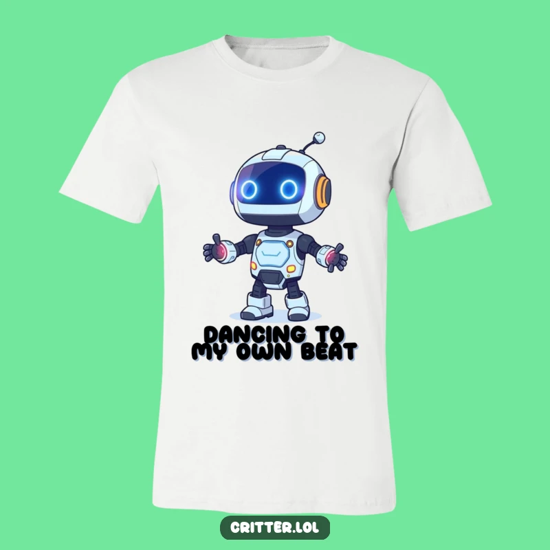 Funny Curious Robot Dancing T-Shirt - Blinking Lights, Fun Gift!