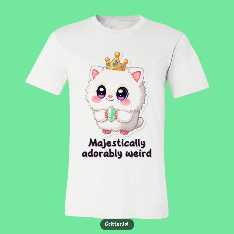 Funny Crowned Fuzzy Creature T-Shirt - Cute Gem Holder Gift