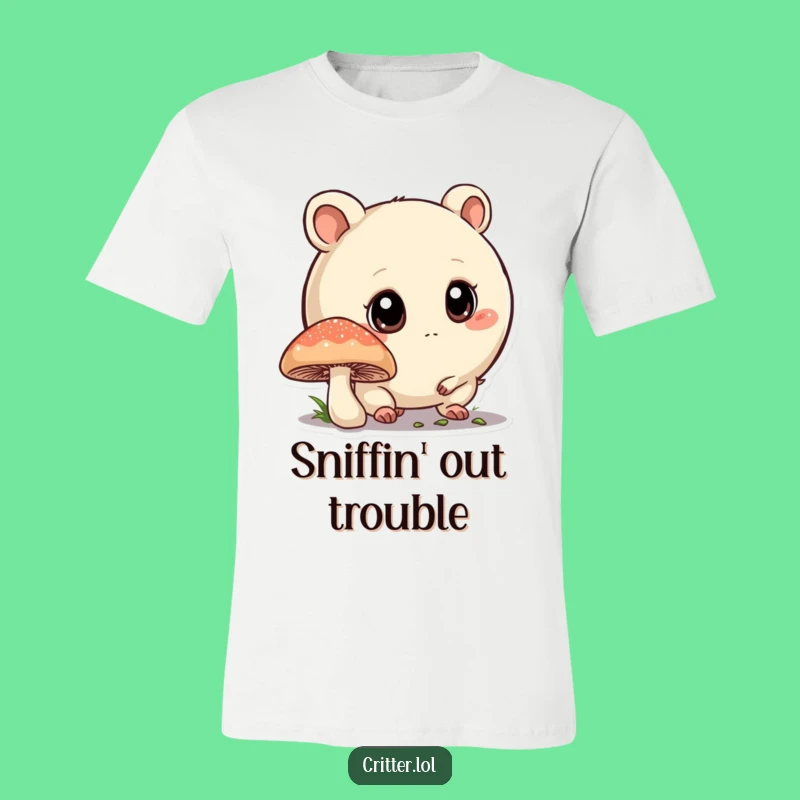 Funny Curious Critter T-Shirt - Big Eyes Mushroom Adventure Gift!