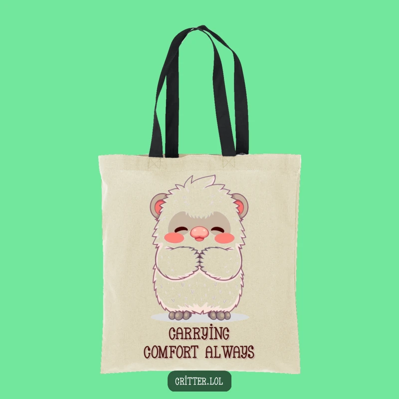 Funny Yeti Hug Tote Bag: Carry Joy with a Tiny Creature's Warm Fuzzy Embrace - Funny Gift!