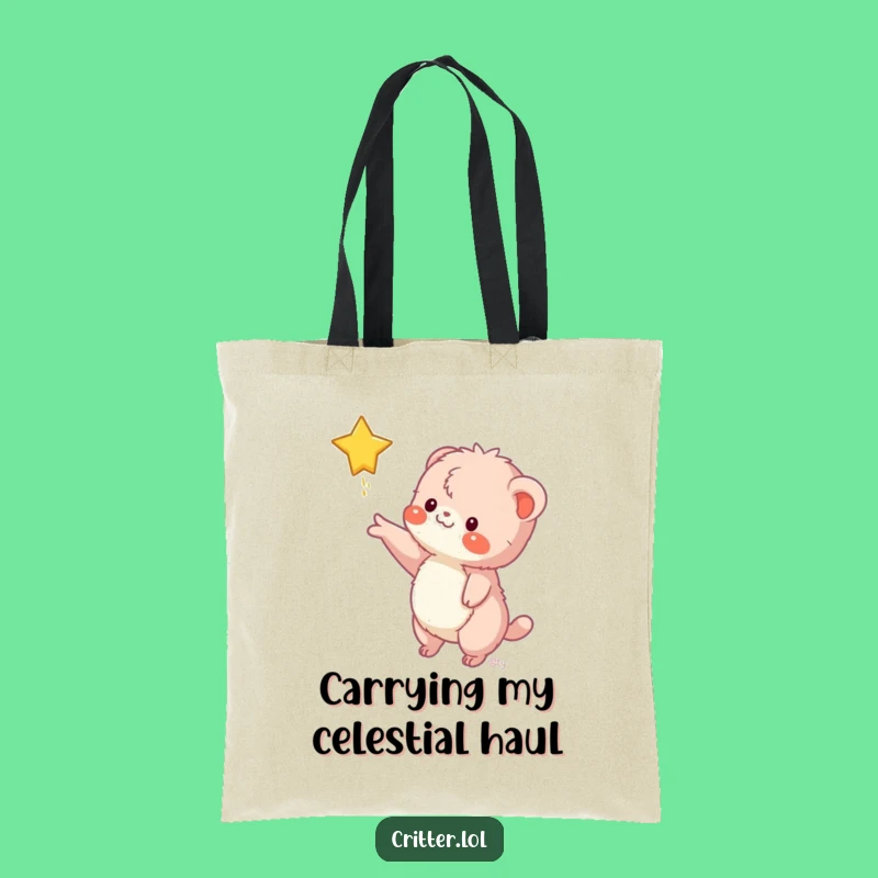 Funny Fuzzy Creature Star Grab Tote Bag - Carry Your Dreams Hilariously