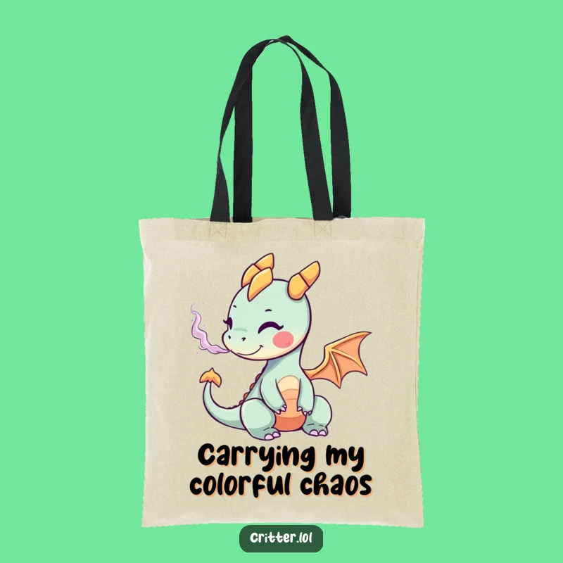 Funny Tiny Dragon Tote Bag: Carry Your Day with Colorful, Humorous Style