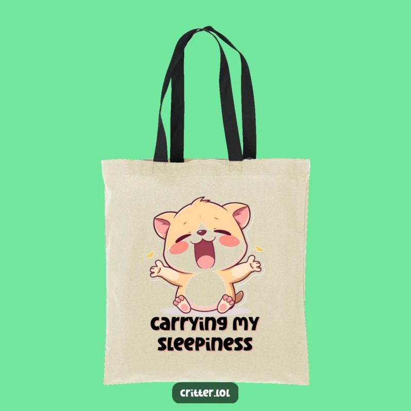 Funny Sleepy Critter Tote Bag: Carry your essentials with sleepy charm.