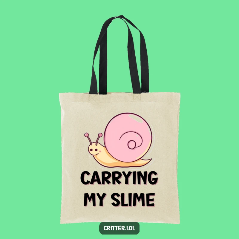Funny Snail Tote Bag - Happy Sparkly Spin Carryall - Joyful Slow Mover Gift