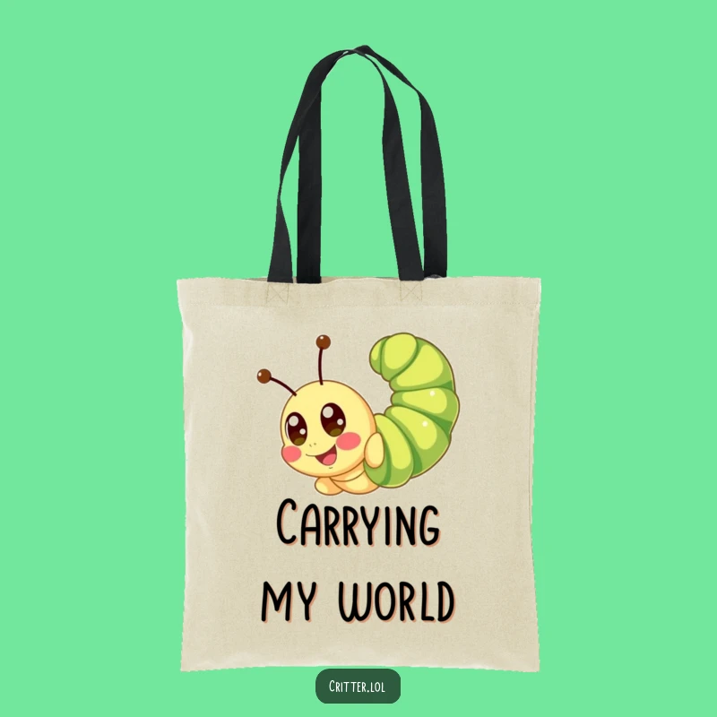 Funny Caterpillar Tote Bag - Cute Somersault Carryall - Happy Eyes Daily Use Gift