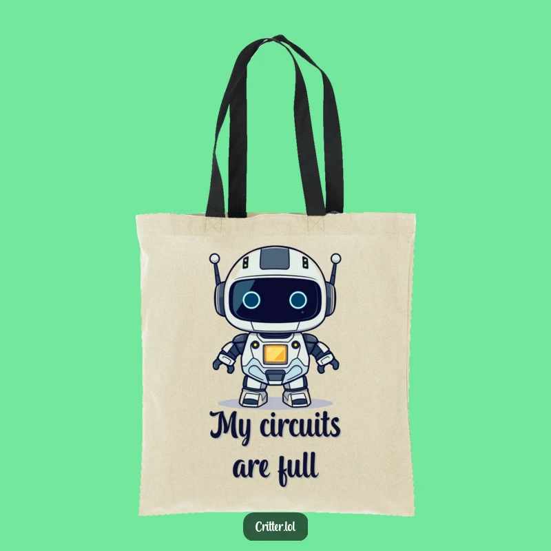 Funny Robot Tote Bag: Carry Your Tech with Blinking Light Humor